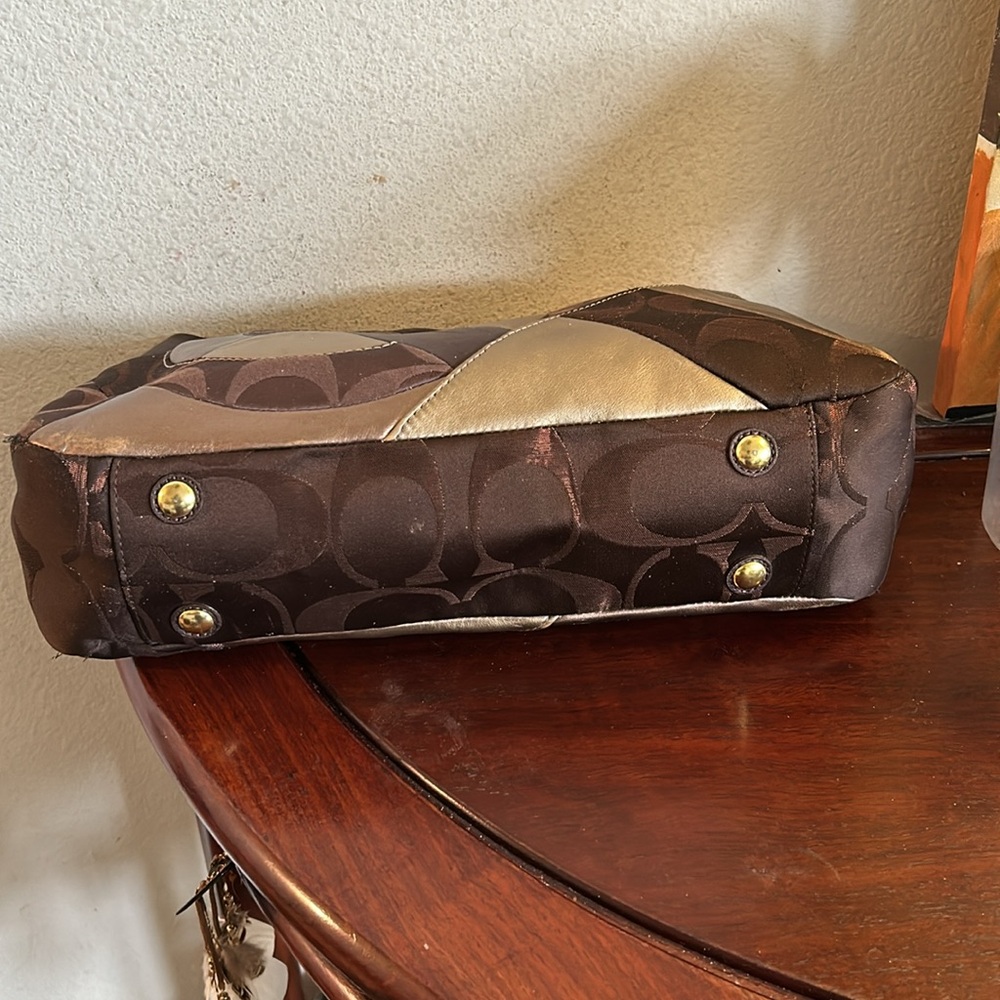 Coach Brown and Gold Patchwork Handbag. Great Price - Picture 4 of 10